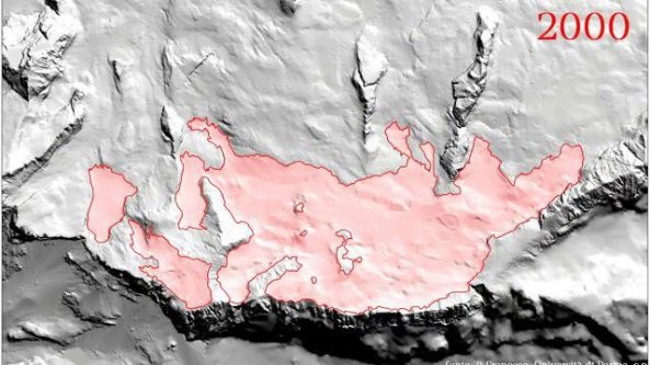 L’animazione di un ghiacciaio che muore: Marmolada 1880-2015