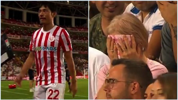 Espulso dopo 20 secondi dal debutto. La madre, arrivata dal Giappone, scoppia a piangere in tribuna