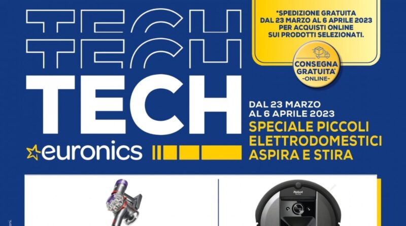Volantino Euronics “Speciale Elettrodomestici” fino al 6 aprile: mega sconti per Dyson, LG e Rowenta