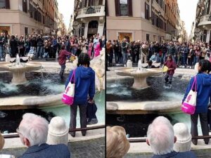 Vernice nera nella Barcaccia di piazza di Spagna, blitz di Ultima generazione a Roma