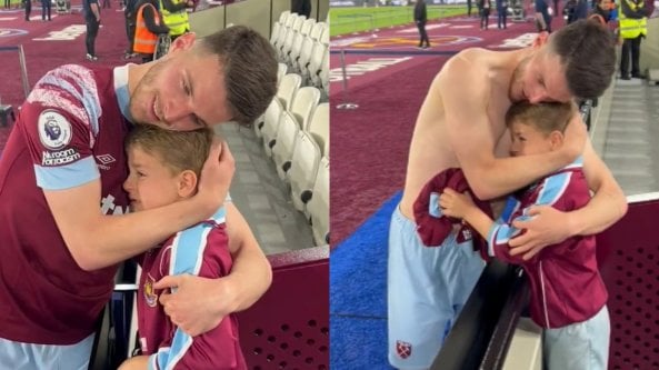 Declan Rice regala la maglia a un ragazzino: “Non farla vedere, dovevo darla a Rashford”