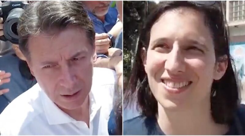 L’abbraccio tra Conte e Schlein alla manifestazione M5S. La segretaria PD: “Qui per dare un segnale e unire le nostre forze”