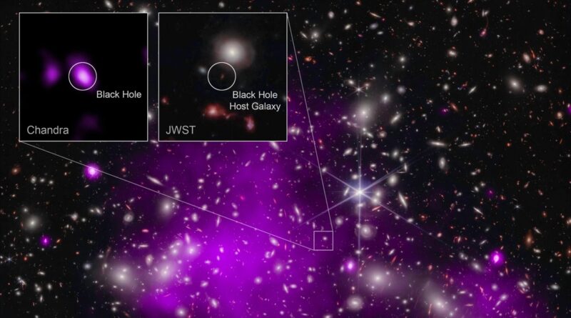 Il telescopio spaziale James Webb e Chandra osservano un buco nero molto distante