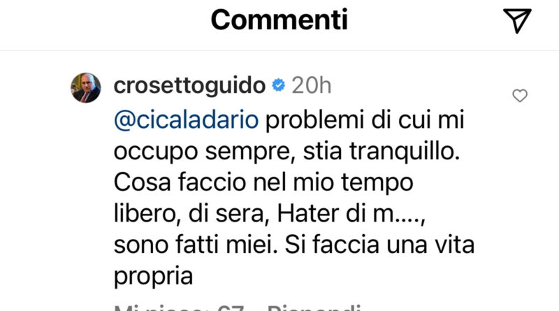 Crosetto scatenato insulta i follower su Instagram: “Hater di m…, ignorante, sfigato, co…”