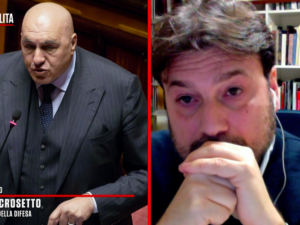 “Mi dispiace che insegni ai giovani”. Crosetto chiama Formigli e sferza Montanari