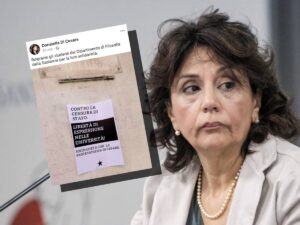 “Ringrazio gli studenti…”. Ma nel volantino condiviso da Di Cesare c’è il simbolo anarchico