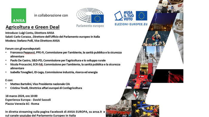 Agricoltura e Green Deal, forum ANSA il 18 marzo