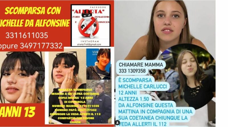 Michelle Carlucci e Sofia Rivera Alvares, scomparse due ragazze di 12 e 13 anni