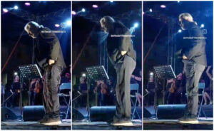 Amedeo Minghi e il “trottolino amoroso” che gli fa incassare i pantaloni sul palco