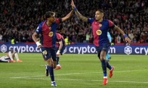 Barcellona-Benfica 3-1: gol annullato ad Aursnes per fuorigioco