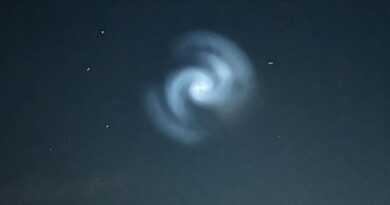 Una spirale luminosa appare nel cielo notturno