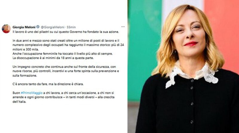 Primo maggio, Meloni: “Oltre un milione di posti di lavoro creati”. Il Pd: “Basta autoelogi”